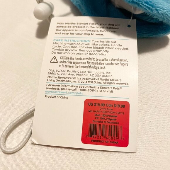 Martha Stewart Pets Dog Happy Birthday Hat Size Small Fashion Dog Apparel - Picture 3 of 14